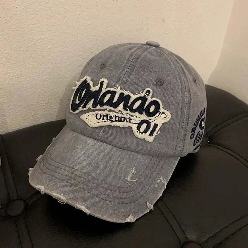 Hip Hop Holes Baseball Hat For Men Women Retro Washed Cotton Peaked Cap Fashion Snapback Sun Visors Punk Letter Bonnet кепка y2k