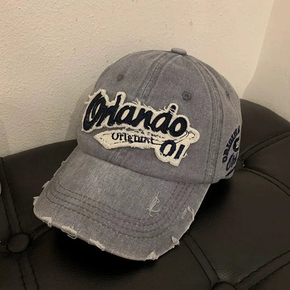 Hip Hop Holes Baseball Hat For Men Women Retro Washed Cotton Peaked Cap Fashion Snapback Sun Visors Punk Letter Bonnet кепка y2k