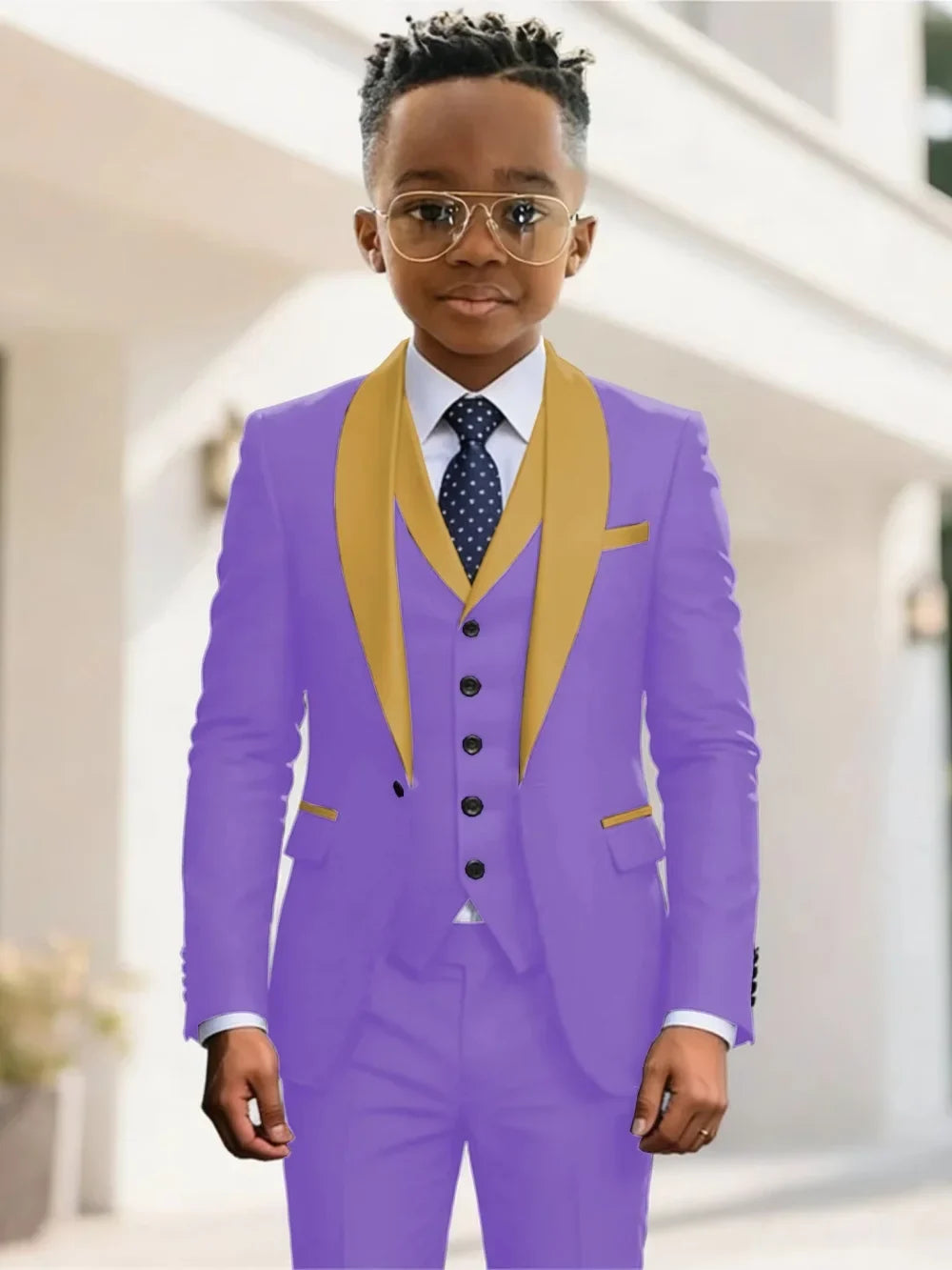 New Kids Suit Set 3 Pieces Wedding Ring Bearer Outfit Boys Handsome Shawl Lapel Tuxedo For Piano Peformance 2-20T
