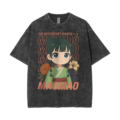 Mao Mao's Apothecary Diaries Anime Washed T-shirts Remedies Medicine Cartoon T Shirt Men Women Clothing Fashion Aesthetic Tshirt