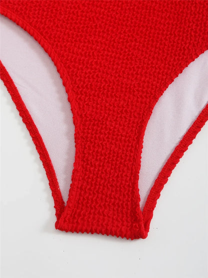 Slim V Neck Swimsuit Women 2025 New One Piece Vacation Swimwear Solid Bodysuit Female Bathers Swimming Monokini Summer Beachwear