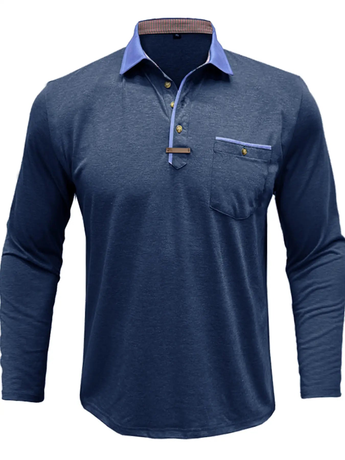 Plus Size Men's Long-Sleeve Polo Shirt Casual Fashion Men's Clothing OverSize Men's T-Shirt Solid Color Pullover Top
