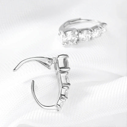 2.2CTTW Gradient Women Moissanite Hoop Earrings Hip-hop Sparkling Pure 925 Sterling Silver Plated 18k Girls Earrings