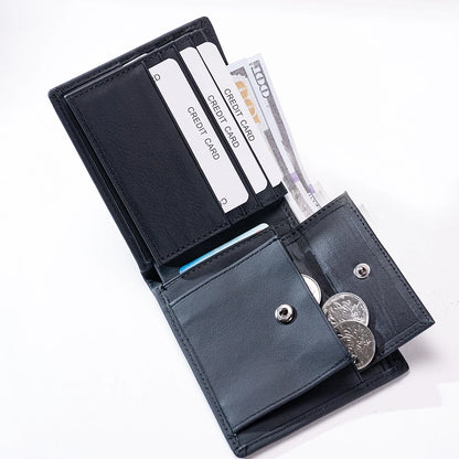 Men's leather wallet RFID Cowhide genuine leather wallet multi-function credit card holder Money bag Men's money clip