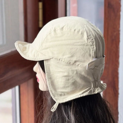 Japanese Retro Bomber Hat Solid Color Windproof Velvet Pilot Hat Ear Protection Lei Feng Hat Keep Warm