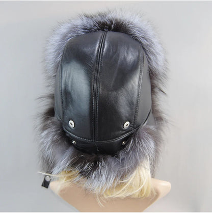 100% Real Fox Fur Hat Women's Russian Ushanka Aviator Trapper Snow Skiing Hat Caps Earflap Winter Raccoon Fur Bomber Hat