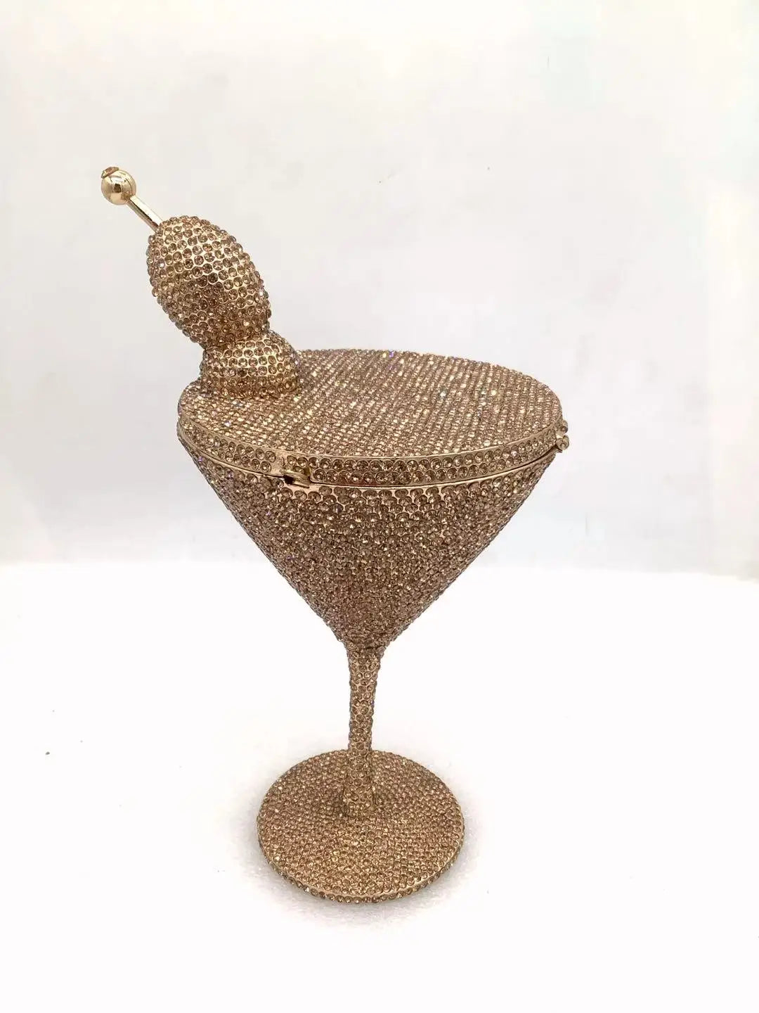 Cherry Martini Gold Rhinestone Evening Cocktail Party Handbag Women Luxury Bling Crystals Wedding Bridal Clutch Purses