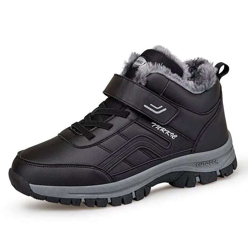 Winter Boots for Men New Waterproof PU Leather Warm Snow Ankle Boots Outdoor Warm plush Non-slip Work High-top Casual Shoes