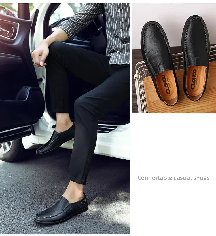 Genuine Leather Men Casual Shoes Luxury Brand Mens Loafers Moccasins Breathable Slip on Black Driving Shoes Plus Size 37-47