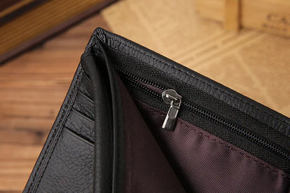Men's Wallet Made of Genuine Leather Wallet Short Hasp Purse 2025 Luxury Male Money Clip Soft Buckle Multi Card Position Zippe