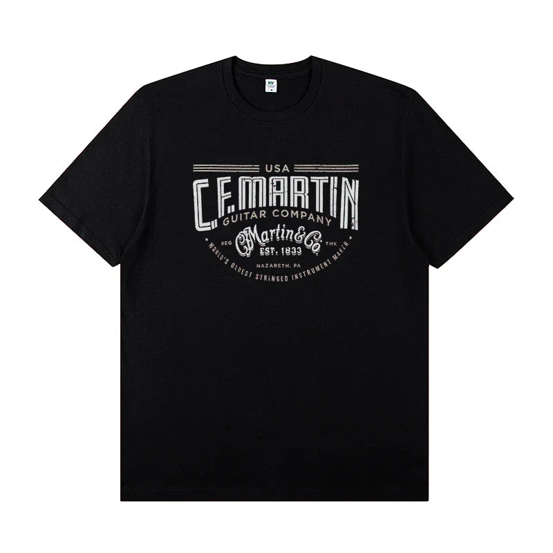 Martin Martin Guitarist Costume Rock Band T-shirt Men's Short Sleeve Instrument Print Cotton T-shirt Summer Clothing Tops Tee