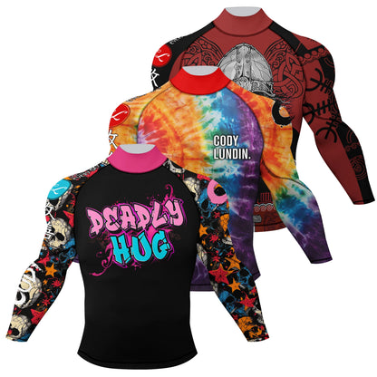 Cody Lundin Mock Neck Men Compression Long Sleeve Fitness Shirt Grappling Boxing Jersey, MMA Jitsu BJJ Rash Guard With Anti Slip