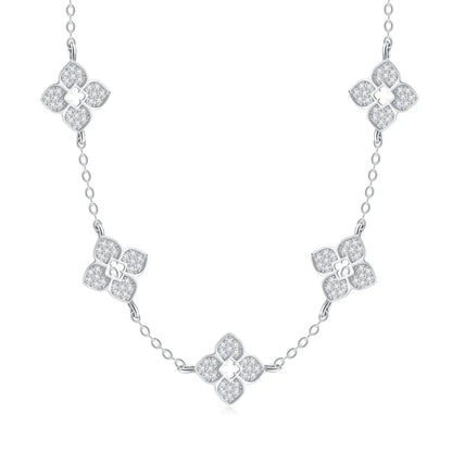 Full Moissanite Clover Necklace s925 Sterling Silver Chain Necklaces for Women Hypoallergenic Fine Jewelry Gift