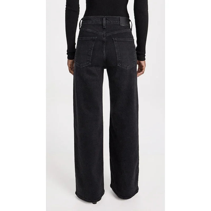 Girls Casual Fashion Straight Leg Jeans Female Slim Thin High Waisted Stretch Denim Pants Women Solid Loose Comfortable Trousers