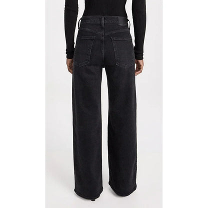 Girls Casual Fashion Straight Leg Jeans Female Slim Thin High Waisted Stretch Denim Pants Women Solid Loose Comfortable Trousers