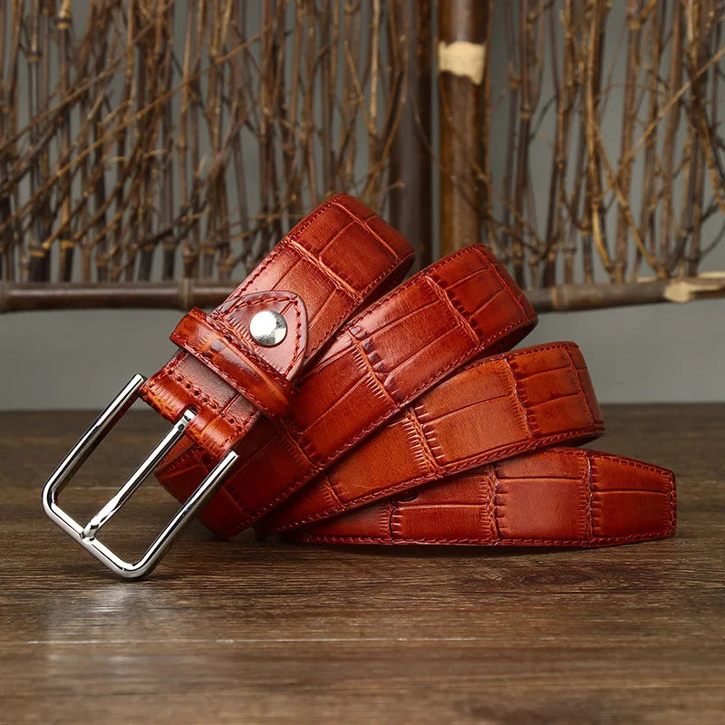 3.5CM Pure Cowhide High Quality Genuine Leather Belts for Men Strap Male Pin Buckle Business Suit West Belt Jeans Cowboy Cintos