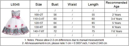 Summer Kids Girl Dress Embroidery Flower Girls Birthday Party Dresses Children Princess Prom Costums Formal Clothes 3 8 Years