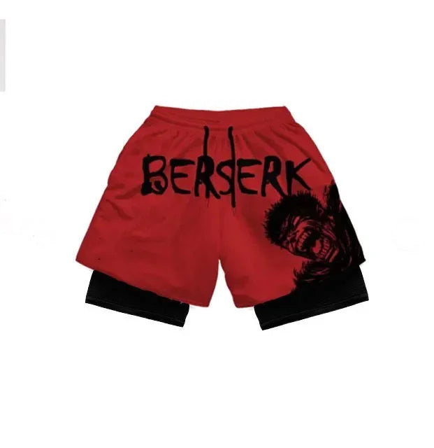 Y2K Summer Men Streetwear Anime Berserk Oversize Active Athletic Gym Short Pants Training Fitness Workout Track Shorts Clothes