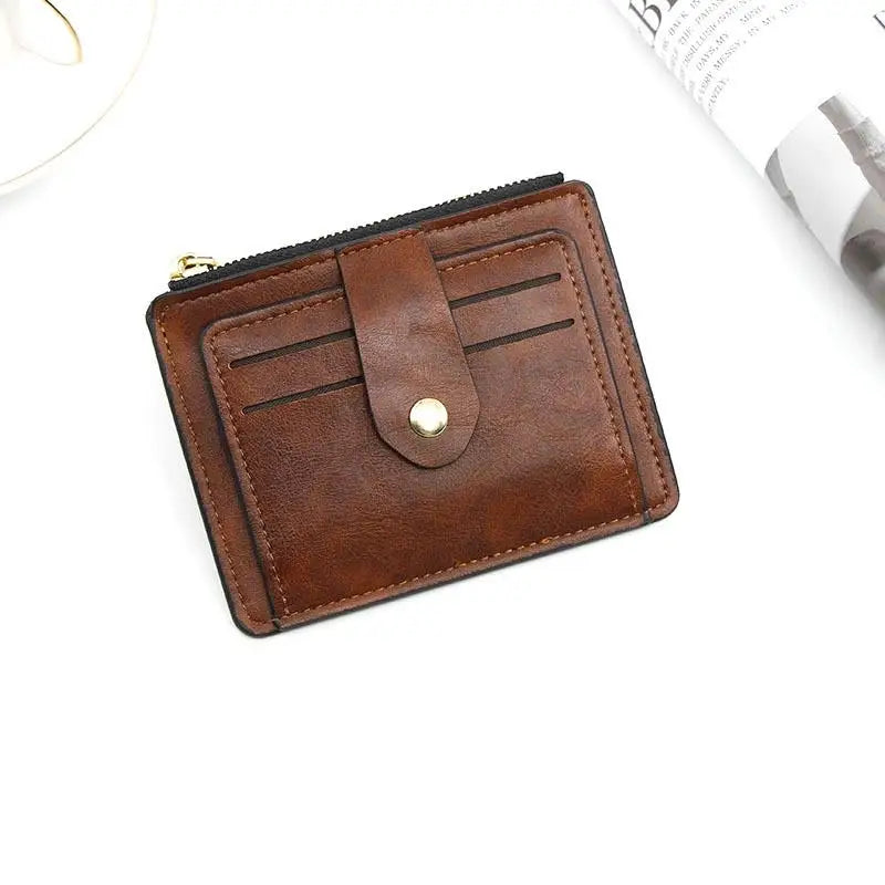 Porte-cartes de crédit de luxe petit pour homme, portefeuille fin en cuir pour homme avec porte-monnaie, pochette de marque pour homme et femme