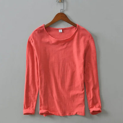 New  Autumn Solid Color Long-sleeved T-shirt Men's Casual Bottoming T-shirt Male Cotton Crew Neck T-Shirt