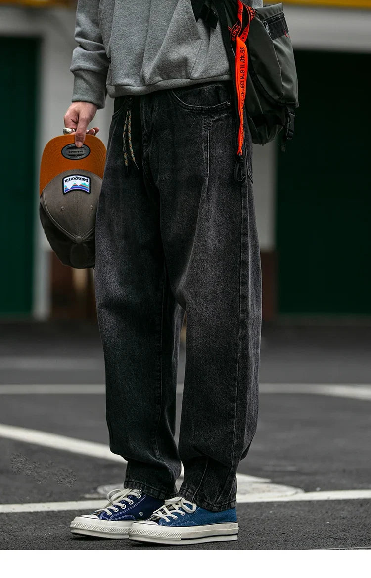 American Vintage High Quality Denim Cargo Pants Men Clothing Streetwear Loose Skate Jeans Harajuku Casual Harem Trousers Male