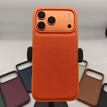 Ultra Thin Epsom PU Leather Magnetic Phone Case Non-Slip Grip Anti Fingerprint Phone Cover for iPhone 17 Pro 17 Pro Max