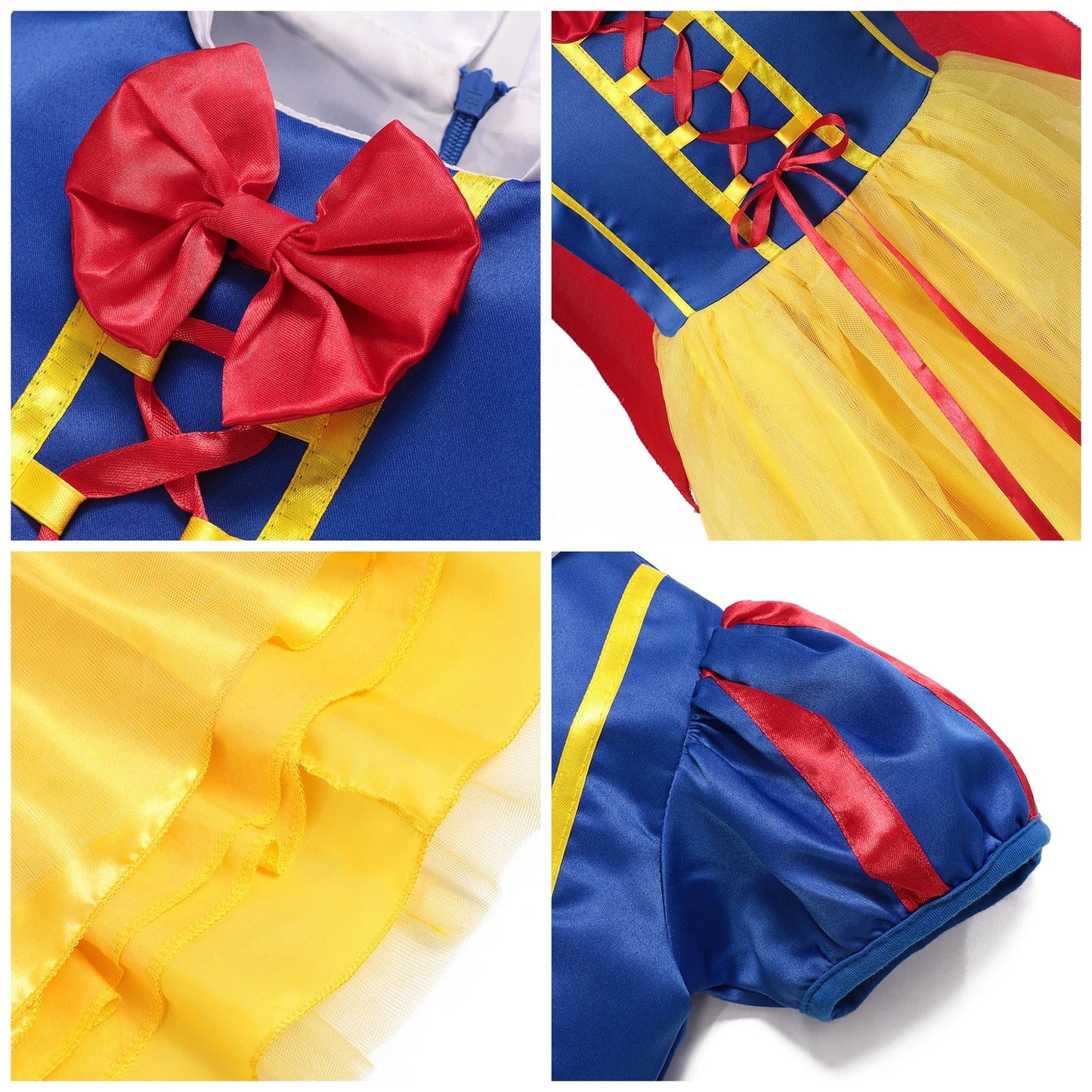 Deluxe Snow White Gown Set with Accessories Princess Costume Fairy Cosplay for Girls Kids Toddler Carnival Party Vestido