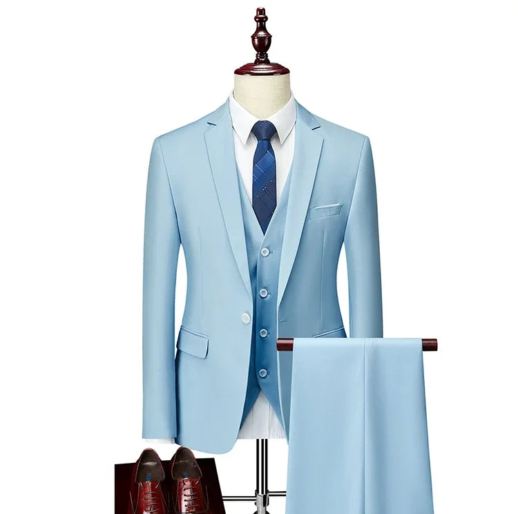 2026 New Men's Suit 3-Pieces Set (Jacket+Pants+Vest) Wedding/Party/Office Coat and Vests Trousers, Asian Sizes M-5XL 6XL.