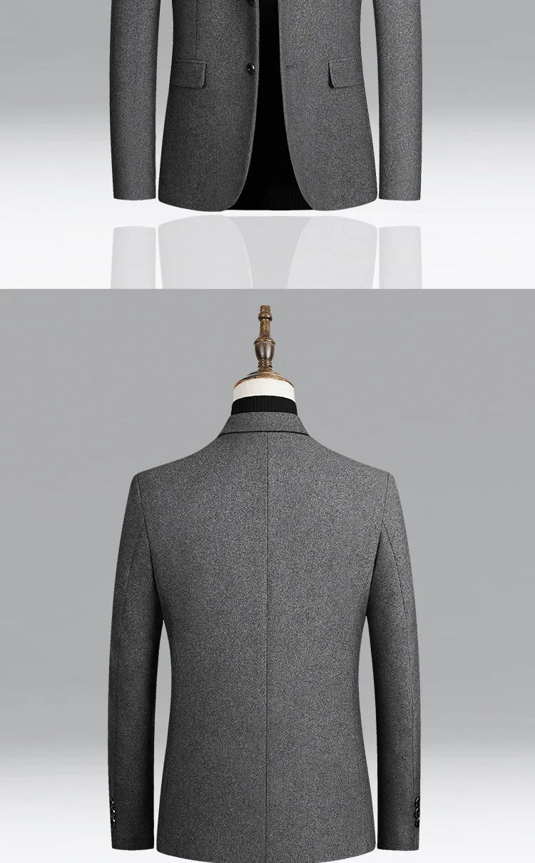 Brand Business Casual Wool Blazer Men 2026 Autumn and Winter New Solid Men Blazer Regular Fit Long Sleeve Blazers for Men