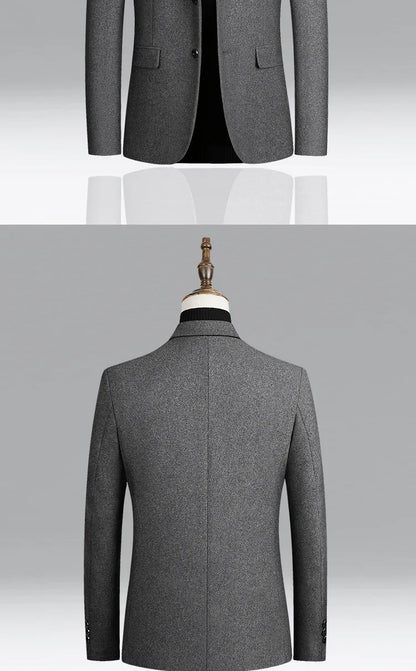 Brand Business Casual Wool Blazer Men 2026 Autumn and Winter New Solid Men Blazer Regular Fit Long Sleeve Blazers for Men