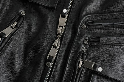 Men's Natural Leather Motorcycle Jacket Top Layer Causal Vintage Retro Moto Suit Leather Coat  Dropshipping