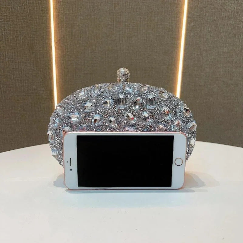 Golden Birthday Party Luxury Crystal Silver Diamond Evening Bags Women Party Purse Wedding Pink Bridal Boutique Clutch Bags