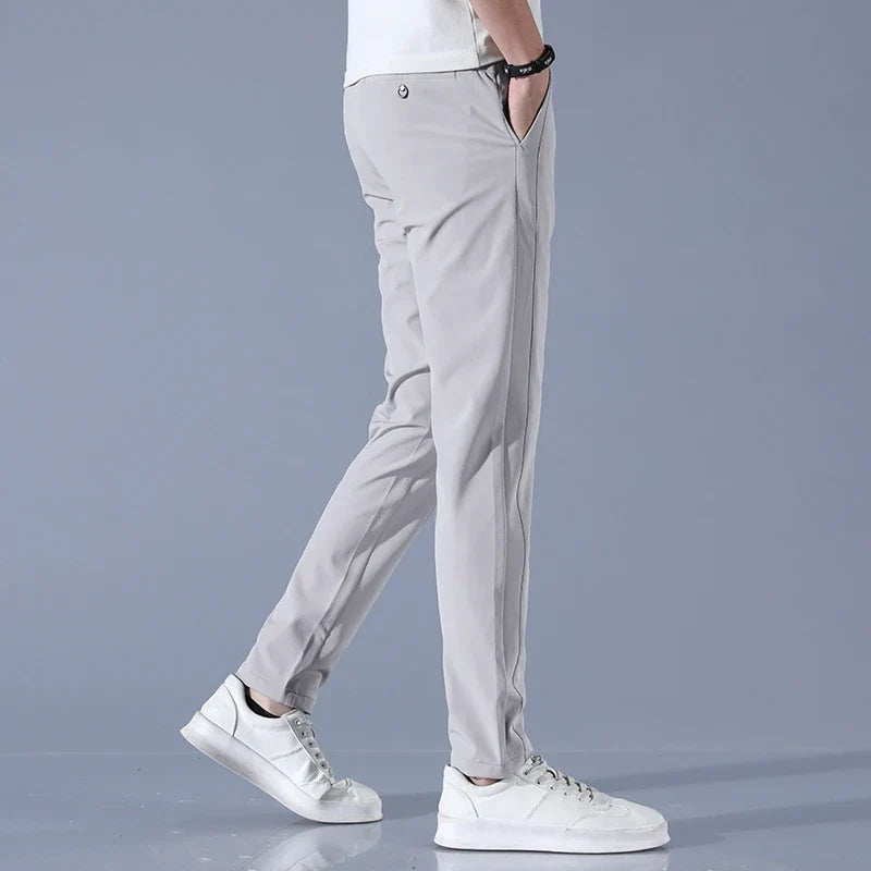 2026 Spring Summer Men's Ice Silk Golf Casual Slim Straight Thin Trousers Male Fashion Stretch Breathable Jogging 28-38