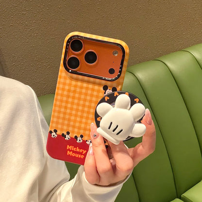 Cute Mickey Glove For Magnetic Phone Case with Stand 3D Hand Shape Grip Holder for 17 16 15 14 13 Pro Max  Disney Cartoon Cover.