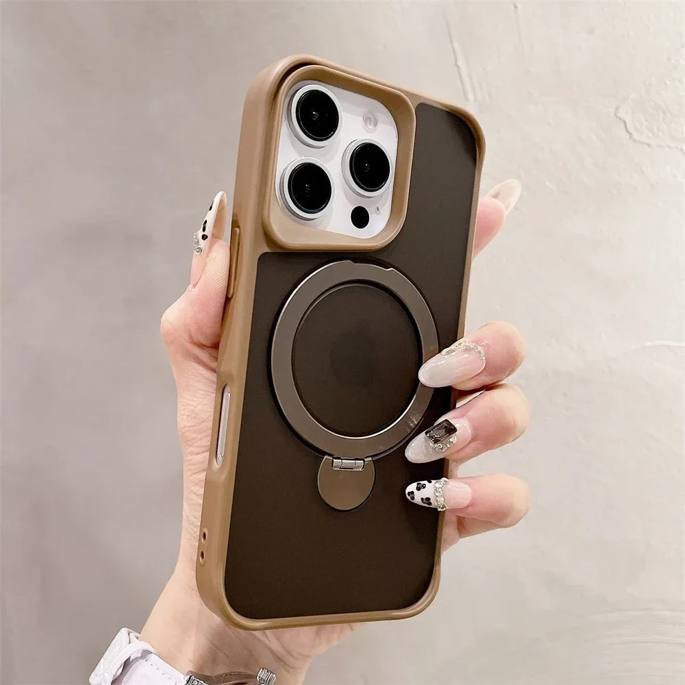 Luxury Magnetic for Magsafe Bracket Stand Phone Case for iPhone 13 15 16 Pro Max 12 14 Plus Folding Stand Shockproof Back Cover