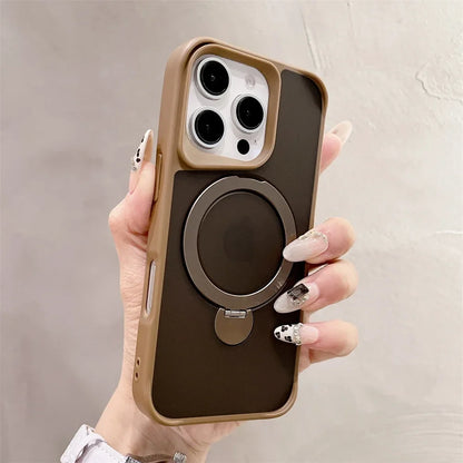 Luxury Magnetic for Magsafe Bracket Stand Phone Case for iPhone 13 15 16 Pro Max 12 14 Plus Folding Stand Shockproof Back Cover