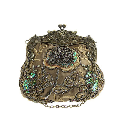 Retro Embroidery Designer Bags Luxury Purses and Handbags Bead bag Sequins Clutch Purse Chains Shoulder Evening Bag Z348
