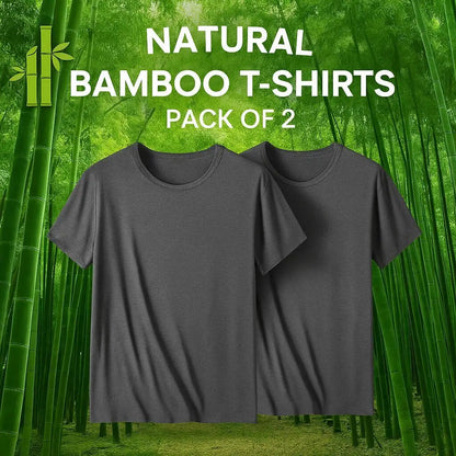 2 Packs Bamboo Fiber Round Neck T-shirts Short Sleeve Classic Tees Sweat-absorbent Gym Man Undershirt Solid Color Tee Black New