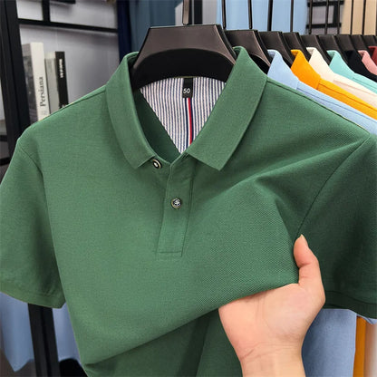 100% cotton short sleeve polo shirt comfortable lightweight high-end brand fashionable simple summer men's casual lapel T-shirt