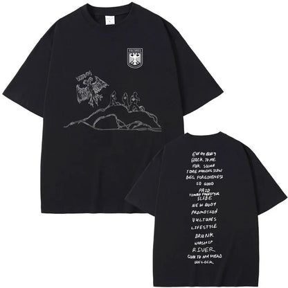 Rapper Kanye West Vultures New Music Album Graphic T Shirts Men Women Hip Hop Fashion Oversized T-shirts Male 100% Cotton Tshirt