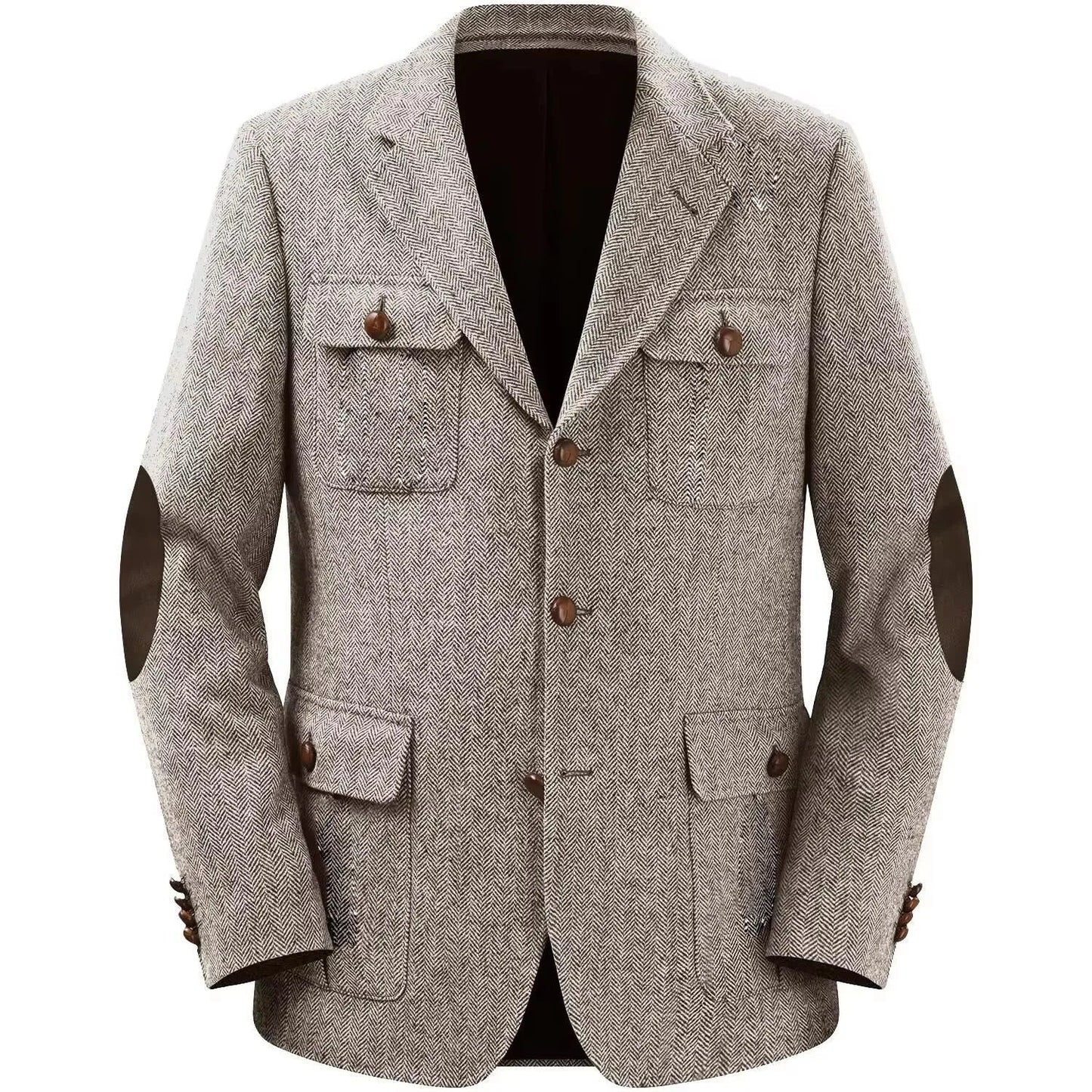 Men's Herringbone Hunting Jacket Casual 4 Pockets Fashion Design Vintage Tweed Blazers Blazer Single Breasted Comfortable Work