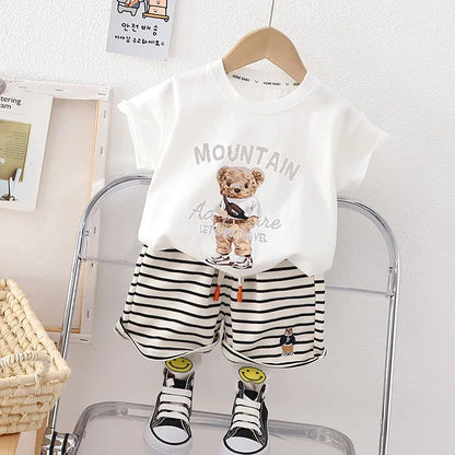 Summer Korean Version Baby Boy Clothing Sets Fashion Baby Girls Top+Shorts Clothes Suits Handsome
