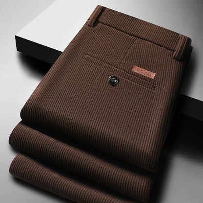 Mens Business Casual Pants Corduroy Suit Pants Autunn Formal Dress Pants Brown Navy Khaki 29-42
