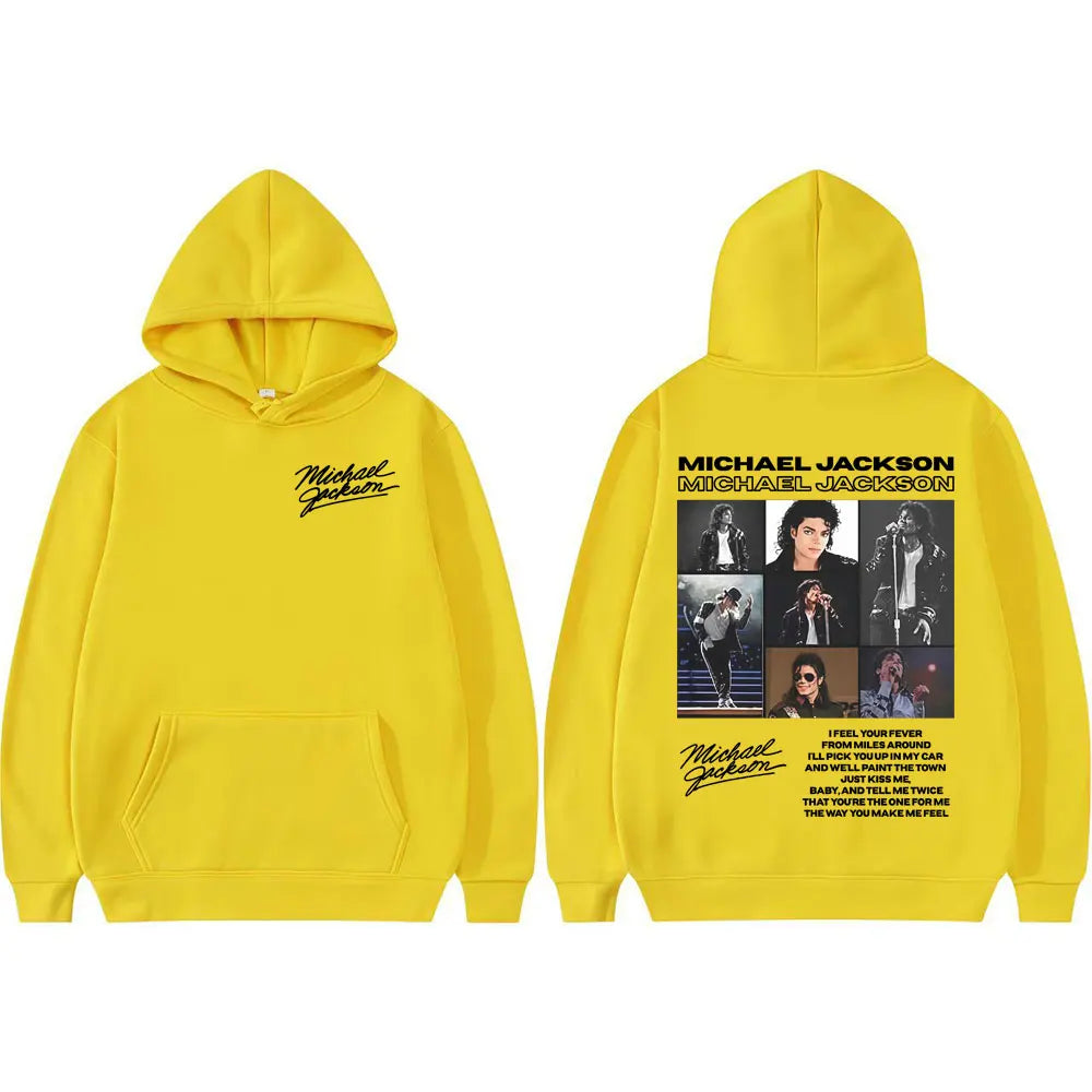 King of Pop Michael Jackson Tour Retro Hoodies Men's Clothing Harajuku Hip Hop Style Sweatshirts Casual Cozy Oversized Pullovers