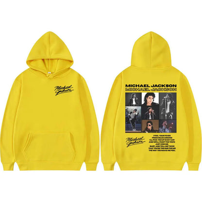 King of Pop Michael Jackson Tour Retro Hoodies Men's Clothing Harajuku Hip Hop Style Sweatshirts Casual Cozy Oversized Pullovers