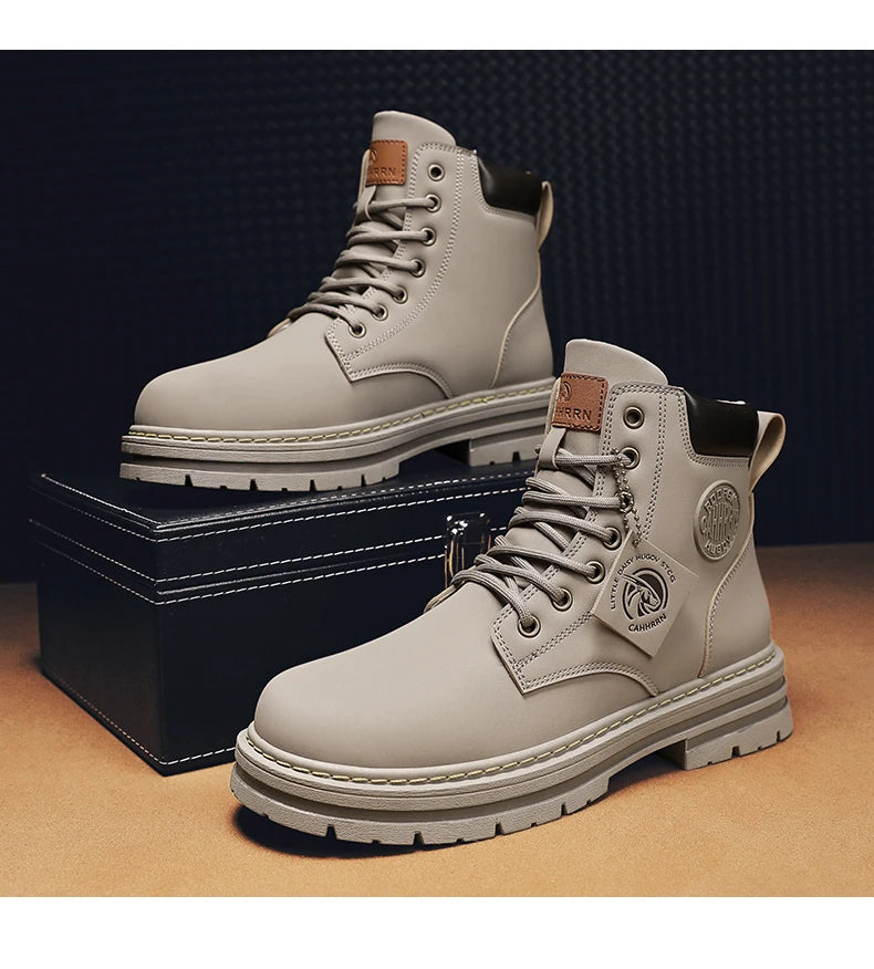 Big Size48 Men Boots Fashion Motorcycle Ankle Boots for Men Waterproof Hiking Boot Winter Chelsea Retro Boots Comfy Botas Hombre