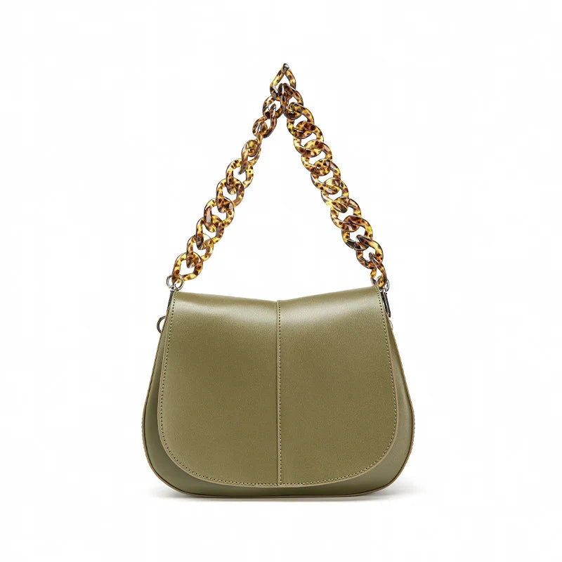 Shoulder Handbags Women Leather Texture Acrylic Chain Hand Carry Simple Female Shoulder Messenger Bags 62036