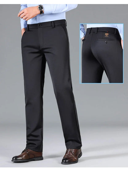 2026 New Summer Thin Embroidery Suit Pants Men Straight Classic Business Work Grey Long Formal Trousers Male Plus Size 29-40 42
