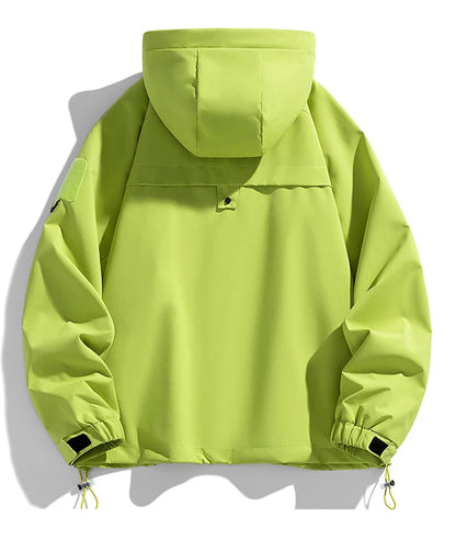 Windbreakers Men Hooded Jacket Zipper Coat Cargo Waterproof Black Bomber Camping Loose Thin Softshell Hooded Hiking Jacket