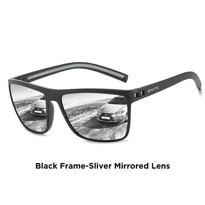 Retro Polarized Sunglasses for Men Lightweight TR90 Frame UV400 Protection Square Sun Glasses Night Vision Goggles